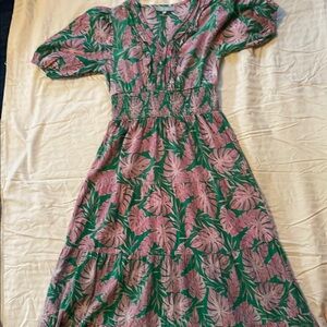 Floral Green and Pink Women's Dress,Size S
